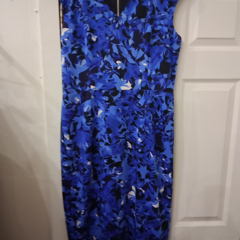 Vibrant Blue Abstract Midi Dress